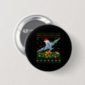 Funny Xmas Lighting Tree Santa Ugly Airplane Chris Ronde Button 5,7 Cm (Voorkant /achterkant)