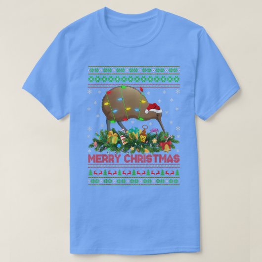 Funny Xmas Lighting Tree Santa Ugly Kiwi Bird Chri T-shirt (Design voorkant)