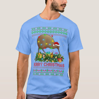 Funny Xmas Lighting Tree Santa Ugly Kiwi Bird Chri T-shirt