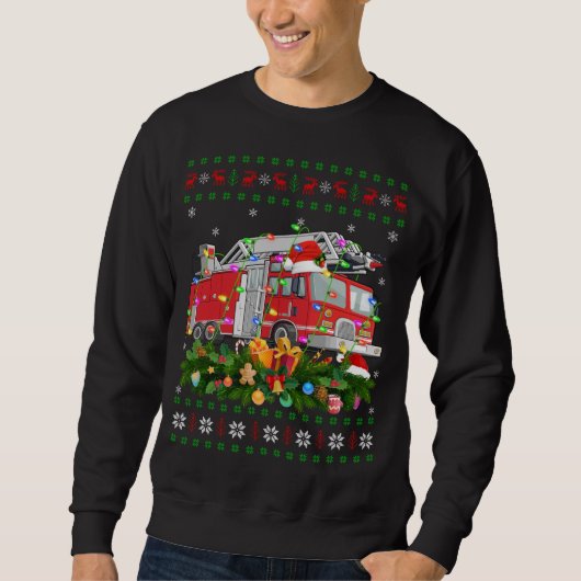 Funny Xmas Lighting Tree Santa Ugly Truck Chr Trui (Voorkant)