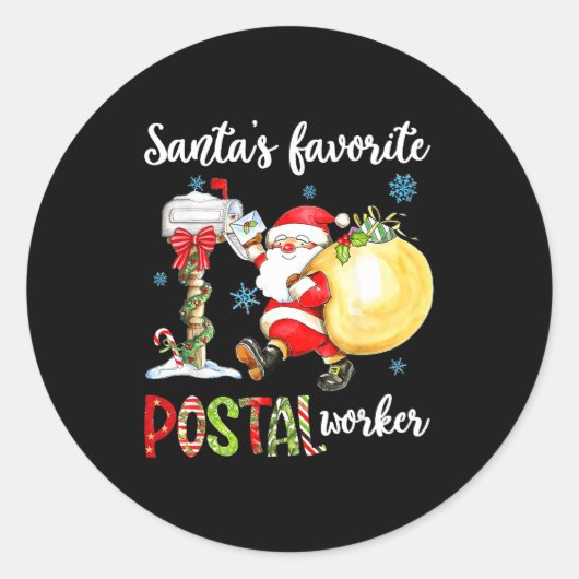 Funny Xmas Lights Santa's Favorite Stal Worker Chr Ronde Sticker (Voorkant)