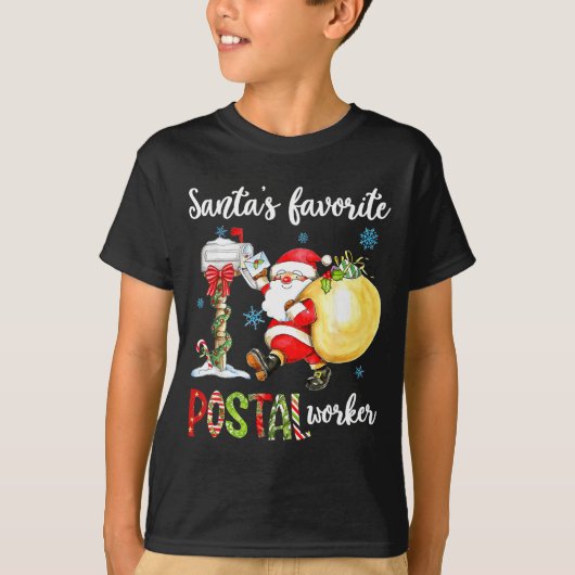 Funny Xmas Lights Santa's Favorite Stal Worker Chr T-shirt (Voorkant)