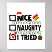 Funny Xmas Nice Naughty I Tried Christmas List Fam Poster (Voorkant)