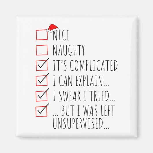 Funny Xmas Nice Naughty List I Can Explain I Swear Magneet (Voorkant)