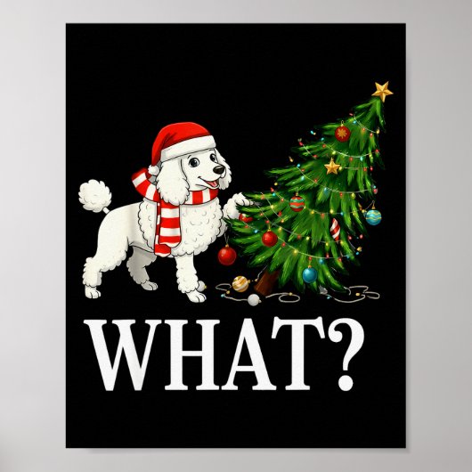 Funny Xmas Odle Pushing Christmas Tree Over Dog Wh Poster (Voorkant)