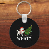 Funny Xmas Odle Pushing Christmas Tree Over Dog Wh Sleutelhanger (Voorkant)