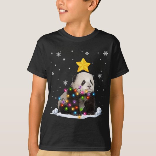 Funny Xmas Panda Beer Dieren met kerstbomen T-shirt (Voorkant)