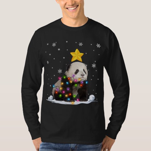 Funny Xmas Panda Beer Dieren met kerstbomen T-shirt (Voorkant)