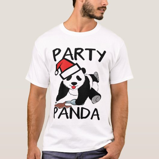 Funny Xmas Partij panda T-shirt (Voorkant)