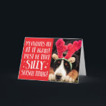 Funny Xmas Quote Pets Kerstmis Wenskaart Feestdagen Kaart<br><div class="desc">Voeg je eigen foto van je furry familielid toe met hun droevige gezicht en grappige kerstbal of kostuum. Deze sjabloon voor kerstmis wenskaart is klaar voor u om online te bewerken en uw eigen grappige foto van de kerstman toe te voegen! Het citaat leest - Mijn Eigenaars zijn weer bij...</div>