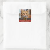 Funny Xmas Santa Cat Spint meer minder Hiss-foto Vierkante Sticker (Tas)