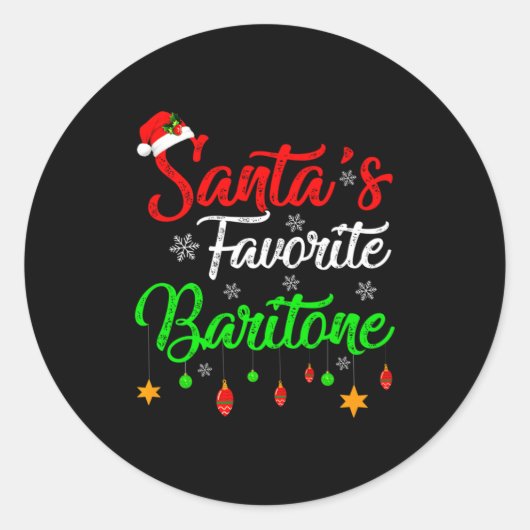 Funny Xmas Santas Favorite Baritone Christmas  Ronde Sticker (Voorkant)