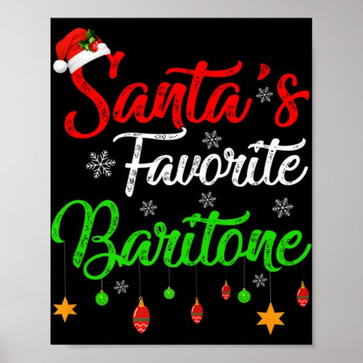 Funny Xmas Santas Favorite Baritone Christmas T Sh Poster (Voorkant)