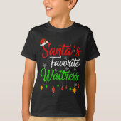 Funny Xmas Santa's Favorite Waitress Christmas  T-shirt (Voorkant)