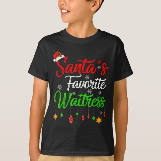 Funny Xmas Santa's Favorite Waitress Christmas T-shirt (Voorkant)