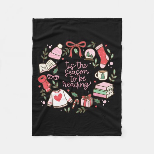 Funny Xmas Tis The Season To Be Reading Books Paja Fleece Deken (Voorkant)