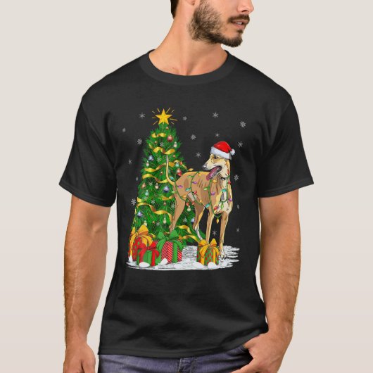 Funny Xmas Tree Family Matking Santa Greyhound Ch T-shirt (Voorkant)