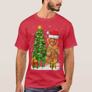 Funny Xmas Tree Family Matking Santa Poodle Dog C T-shirt