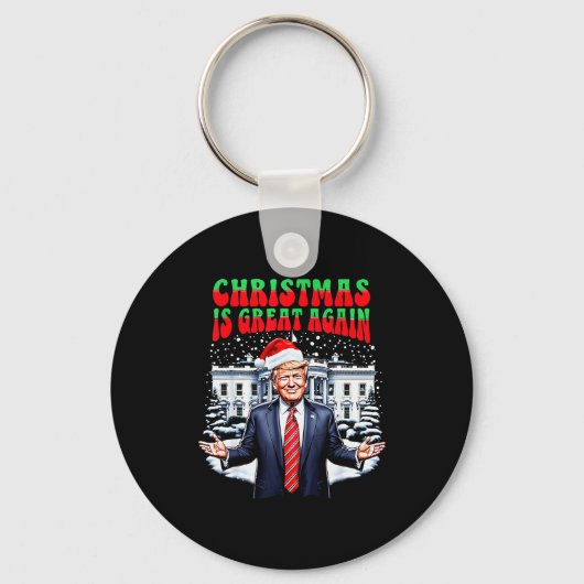 Funny Xmas Trump Pajamas Holiday Christmas Is Grea Sleutelhanger (Voorkant)