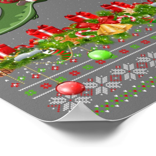 Funny Xmas Ugly Santa Riding Pterodactyl Bird Chri Poster (Hoek)