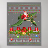 Funny Xmas Ugly Santa Riding Pterodactyl Bird Chri Poster (Voorkant)