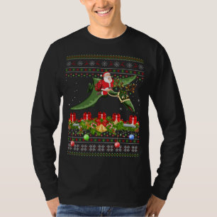 Funny Xmas Ugly Santa Riding Pterodactyl Bird Chri T-shirt