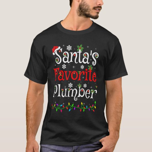 Funny Xmas verlichtend de favoriete Plumber van de T-shirt (Voorkant)