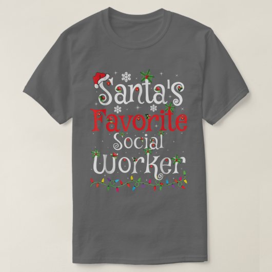 Funny Xmas verlichtend de favoriete sociale werker T-shirt (Design voorkant)