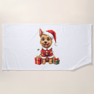 Funny Xmas Verlichtende Kerstman Border Terrier Ho Strandlaken