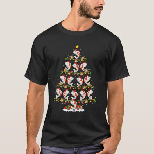 Funny Xmas verlichting Santa Koi-kerstboom T-shirt (Voorkant)