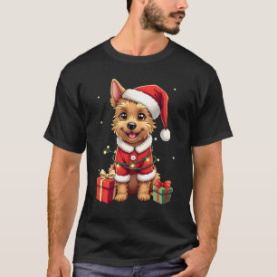Funny Xmas Verlichtings Santa Border Terrier Hond T-shirt