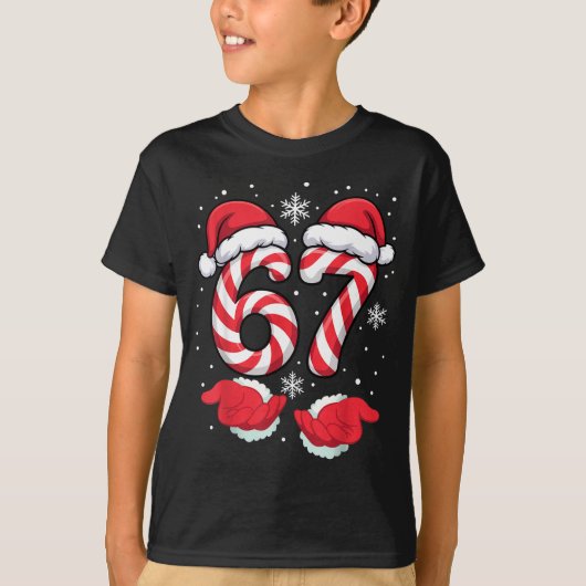 Funny Xmas Viral 67 Candy Canes Santa Funny Holida T-shirt (Voorkant)