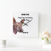 Funny Xoloitzcuintle Waterverf Canine Art Vierkante Klok (Huis)