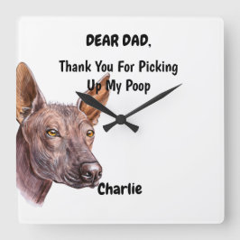 Funny Xoloitzcuintle Waterverf Canine Art Vierkante Klok