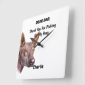 Funny Xoloitzcuintle Waterverf Canine Art Vierkante Klok (Hoek)