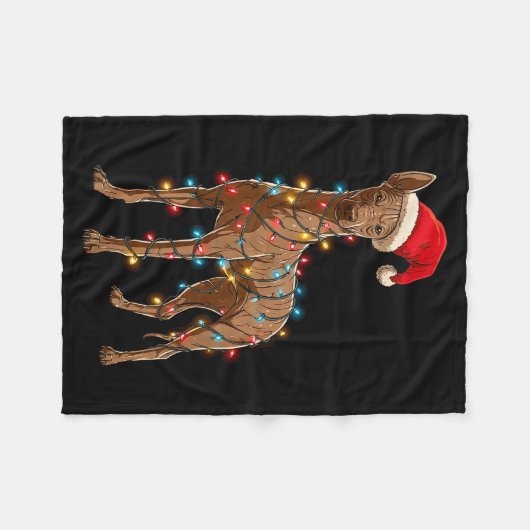 Funny Xoloitzcuintli Christmas Graphic Dog Lights  Fleece Deken (Voorkant (Horizontaal))