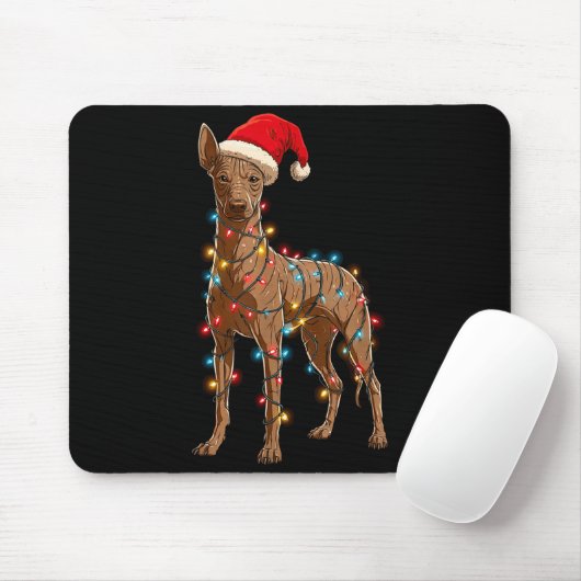 Funny Xoloitzcuintli Christmas Graphic Dog Lights  Muismat (Met muis)