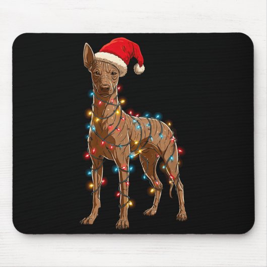 Funny Xoloitzcuintli Christmas Graphic Dog Lights  Muismat (Voorkant)