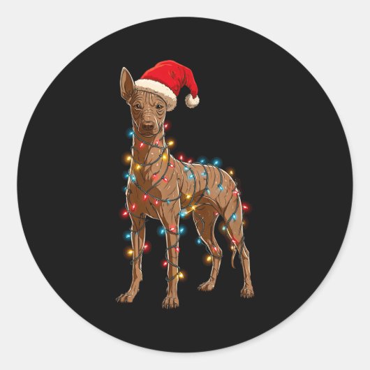 Funny Xoloitzcuintli Christmas Graphic Dog Lights  Ronde Sticker (Voorkant)