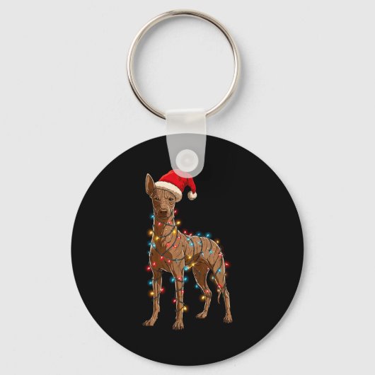 Funny Xoloitzcuintli Christmas Graphic Dog Lights Sleutelhanger (Voorkant)