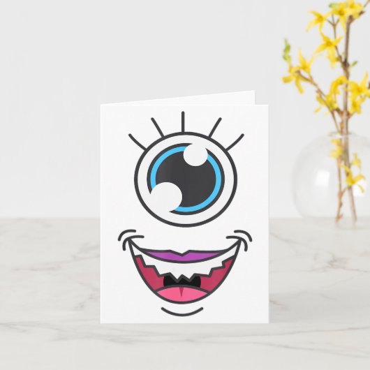 Funny Y Monster Eyeball Face Halloween  Kaart (Gele Bloem)