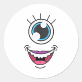 Funny Y Monster Eyeball Face Halloween  Ronde Sticker (Voorkant)