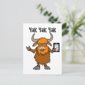 Funny Yak Yakking op de Cartoon van de mobiele tel Briefkaart (Staand voorkant)