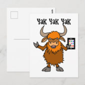 Funny Yak Yakking op de Cartoon van de mobiele tel Briefkaart (Voorkant / Achterkant)