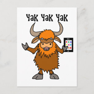 Funny Yak Yakking op de Cartoon van de mobiele tel Briefkaart