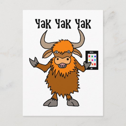 Funny Yak Yakking op de Cartoon van de mobiele tel Briefkaart (Voorkant)