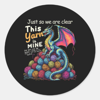  Funny Yarn Dragon Breien &amp; Haak L Ronde Sticker
