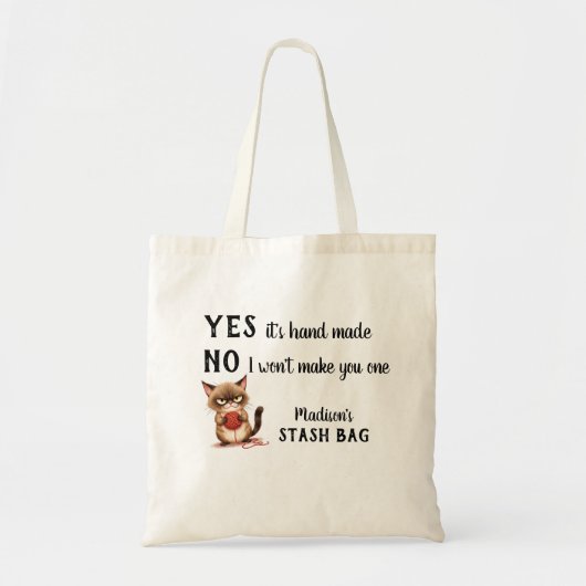Funny Yarn Lovers Grumpy Cat Knitters Tote Bag (Voorkant)