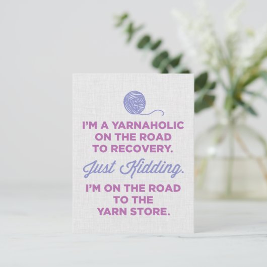 Funny Yarnaholic Briefkaart (Staand voorkant)