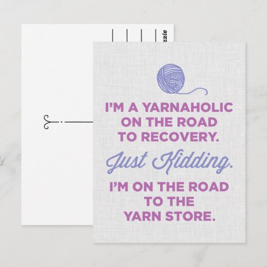 Funny Yarnaholic Briefkaart (Voorkant / Achterkant)